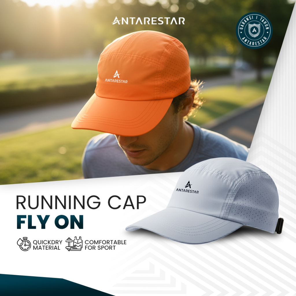 ANTARESTAR Official - Topi Olahraga FLY ON Running Ringan & Adem  Breathable Jogging Cap Polyester U