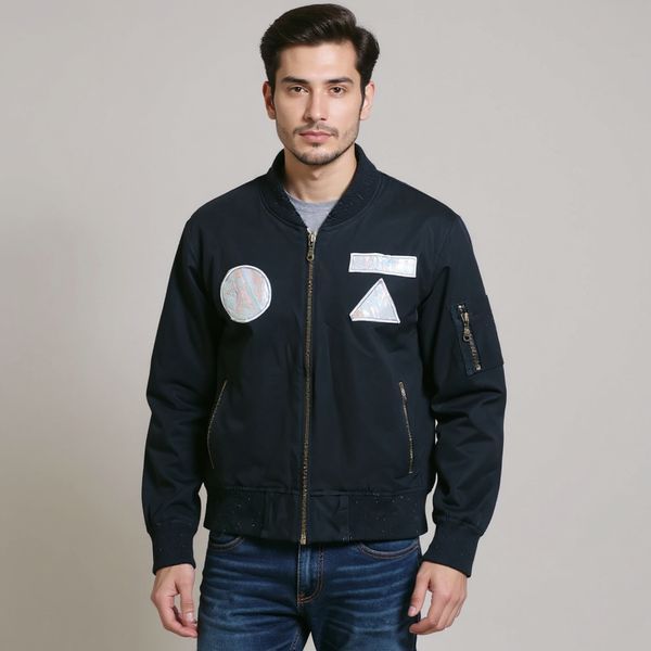 Jaket bomber hitam keren boxy