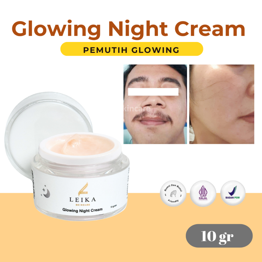 Cream Pemutih Wajah Pria Wanita Krim Pencerah Wajah Cepat Ampuh Asli Bpom Glowing Night Cream Leika 