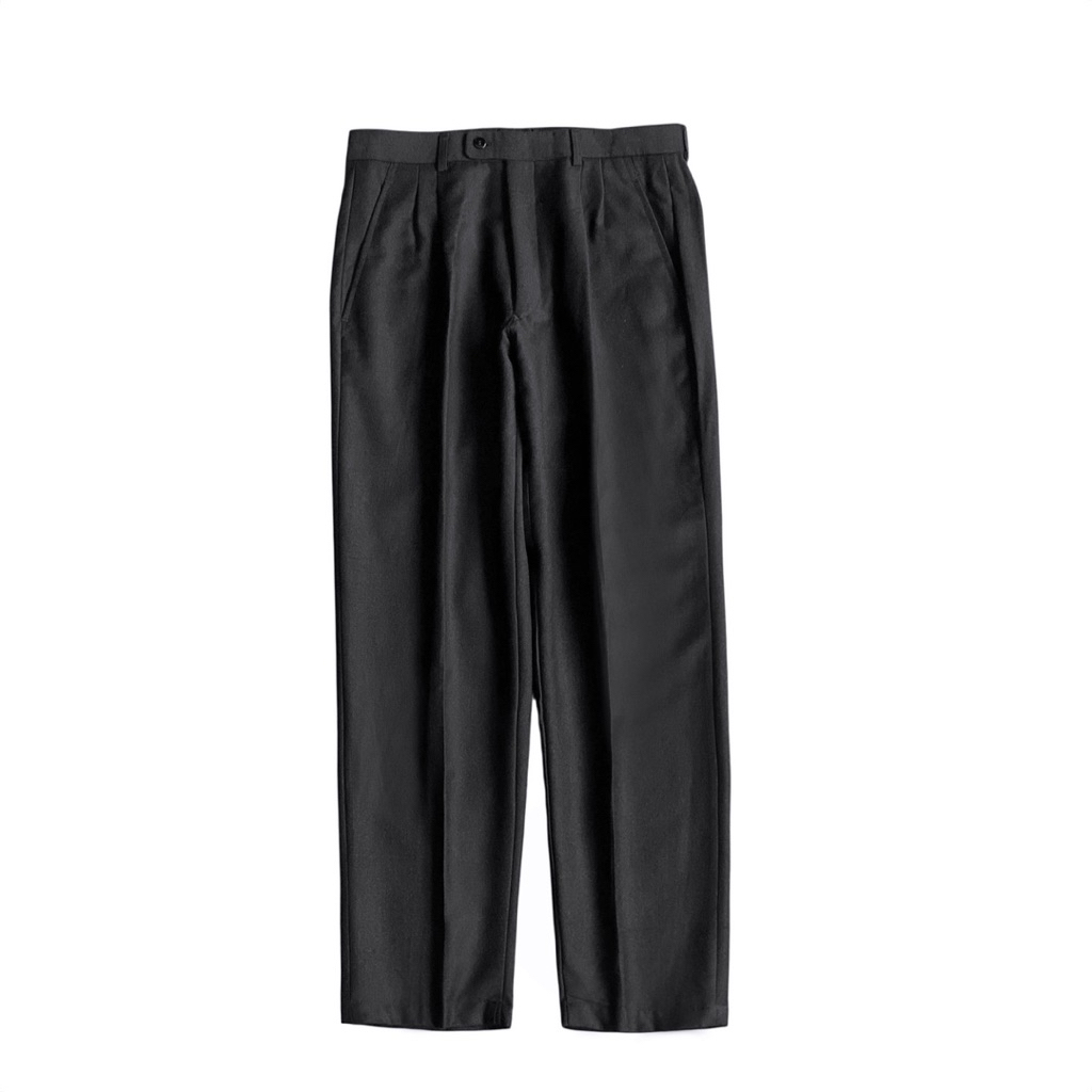 Lanvin wool tailored trousers dark grey standard tapered fit pants celana bahan wol