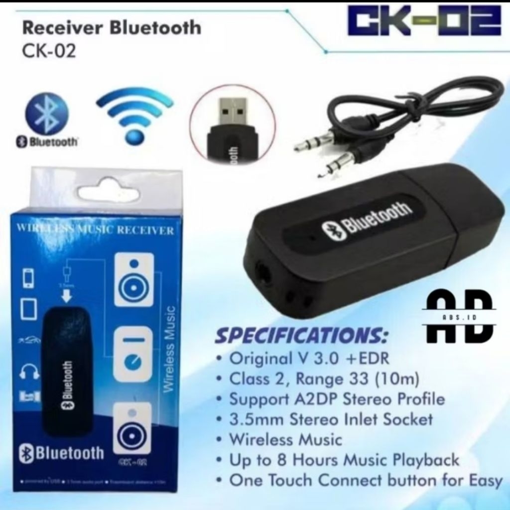 ABS - BLUETOOTH RECEIVER WIRELESS STEREO AUDIO ADAPTER USB / USB BLUETOOTH SPEAKER AUDIO MUSIC CK02 