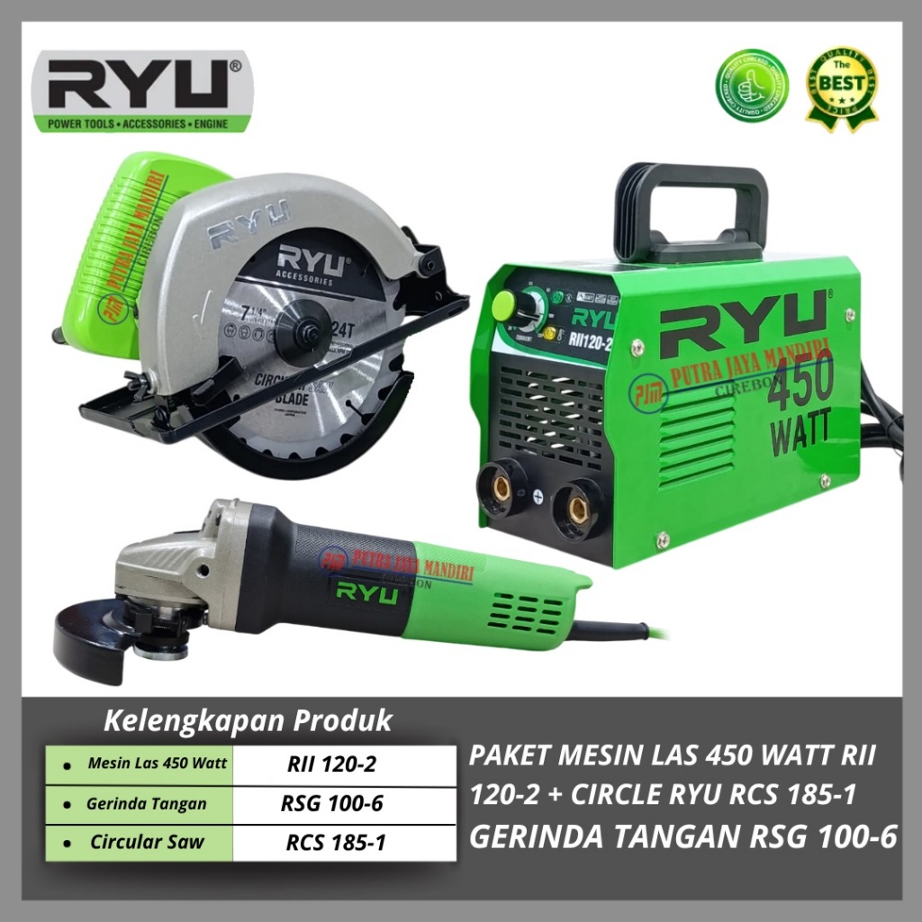 Paket Hemat Mesin las Ryu 450 Watt + Gerinda Ryu + Circle Ryu 7 inch