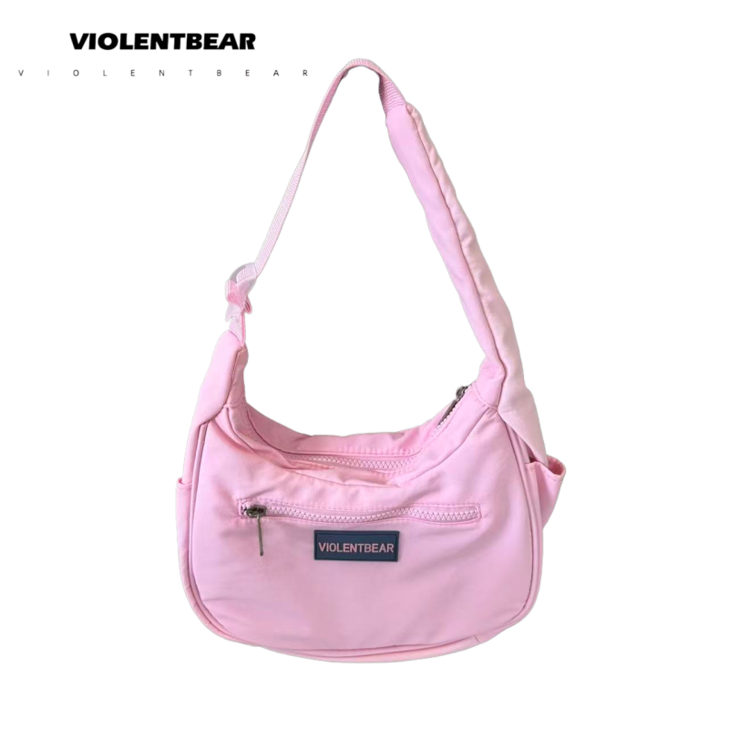 VIOLENTBEAR tas tangan warna pink Tas selempang wanita