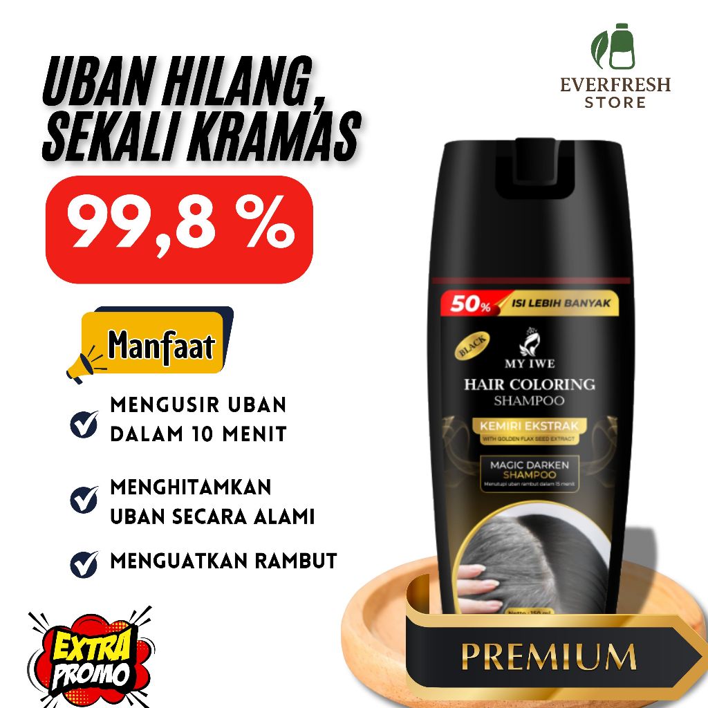 Myiwe Hair Coloring Shampo Penghilang Uban Terbaru Alami - BLACK