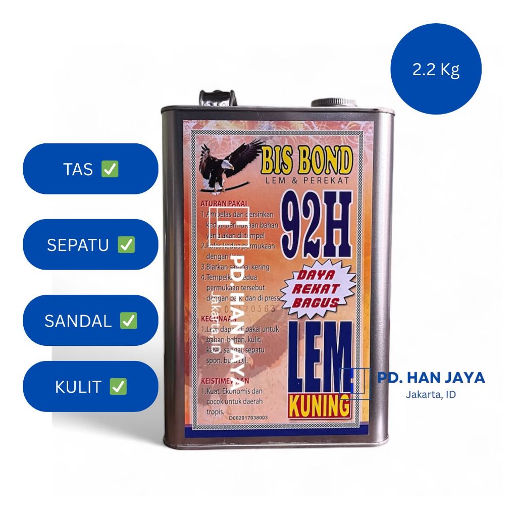 Lem Kuning BisBond 92H / Lem serbaguna tas sepatu sandal [2.2kg]