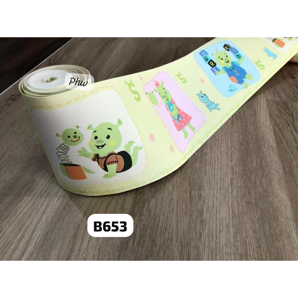 Wallpaper Border List Anak Motif Baby Shrek Hijau Lucu