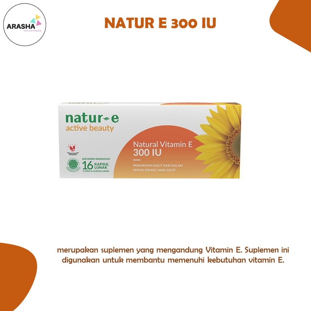 NATUR E 300 IU Vitamin E/Suplemen Kulit/Suplemen Kecantikan Isi 16 Kapsul