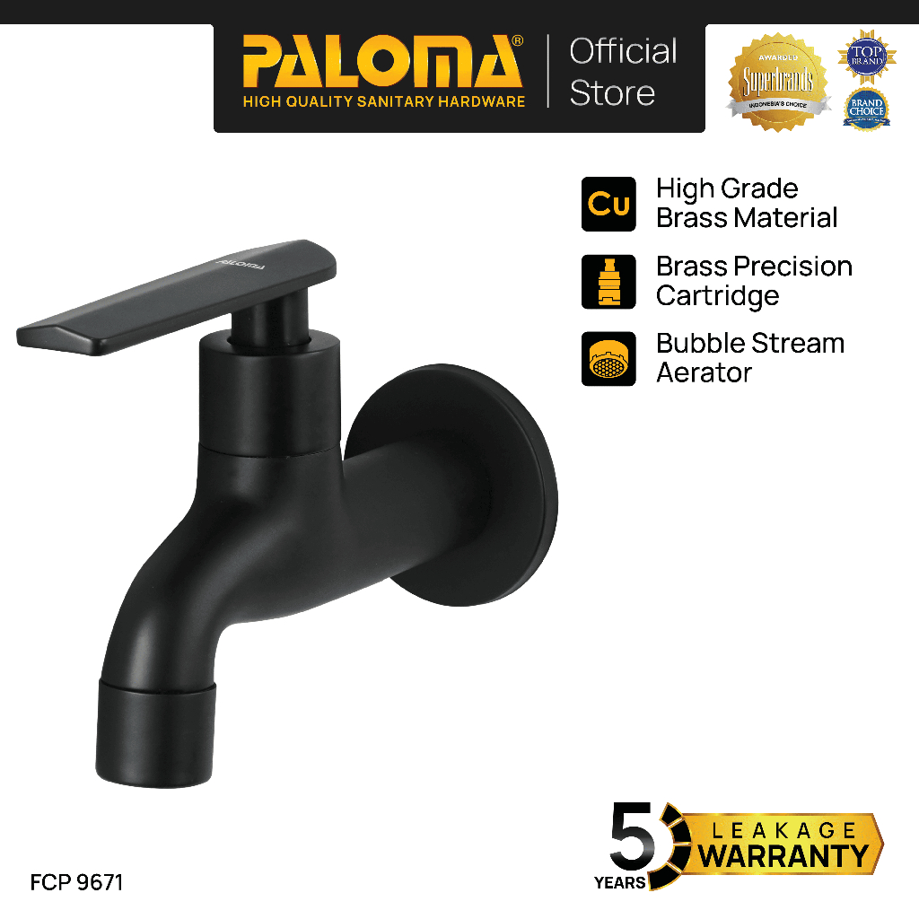 PALOMA FCP 9671 Keran Wastafel Cuci Tangan Kran Air Kamar Mandi Bathroom Brass Kuningan Matte Black 
