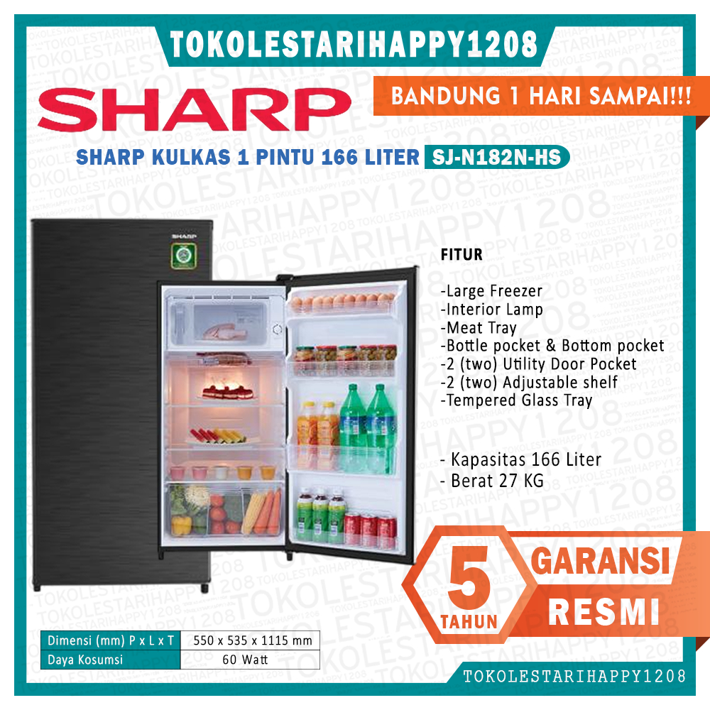 Kulkas Sharp 1 Pintu sjn 182 NHS Kirei Garansi Resmi