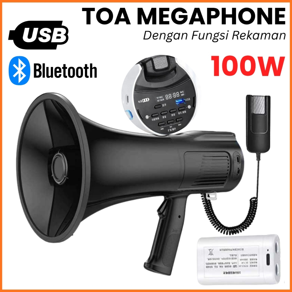 MS Toa Megaphone 100 Watt Speaker Pengeras Suara Untuk Jualan Keliling Suporter Bisa Rekaman ML106U