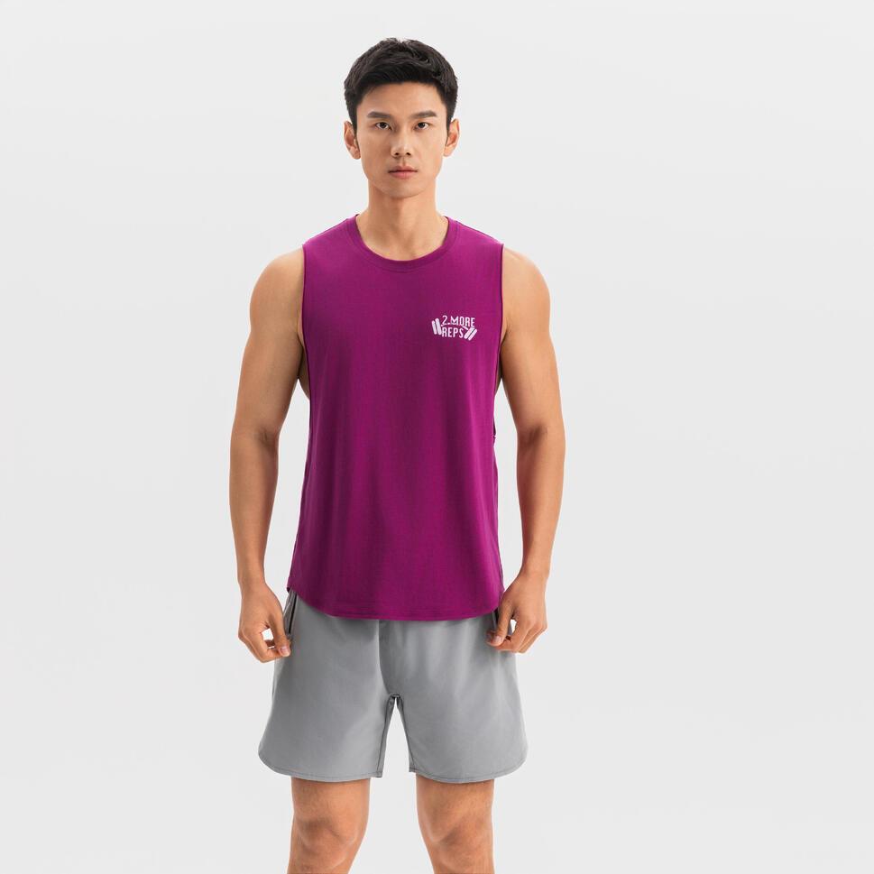 Decathlon DOMYOS Tank Top Weight Training Pria 500 Ungu Magenta - 8916709