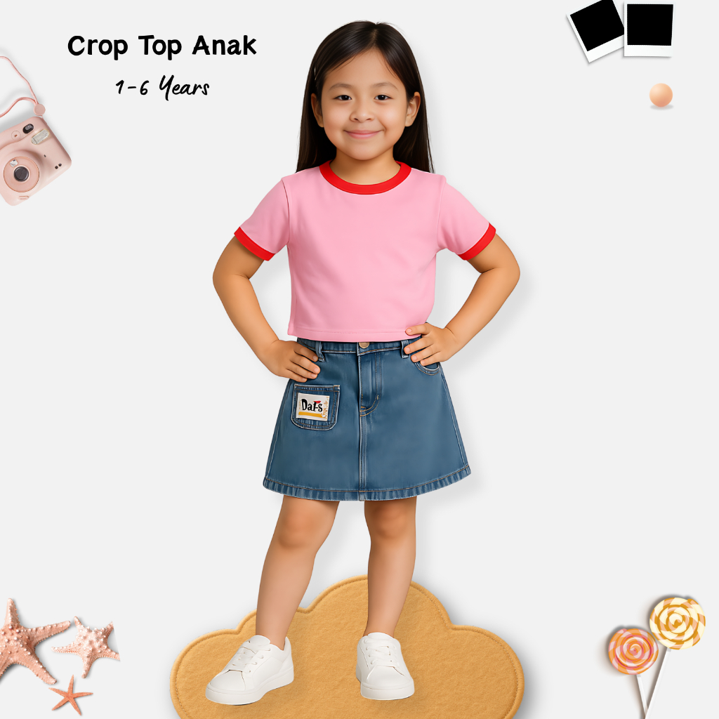 PICANOS KIDS - PS013 Crop Top Korean Style Anak Perempuan / Kaos Crop Top Anak Perempuan / Crop Top 