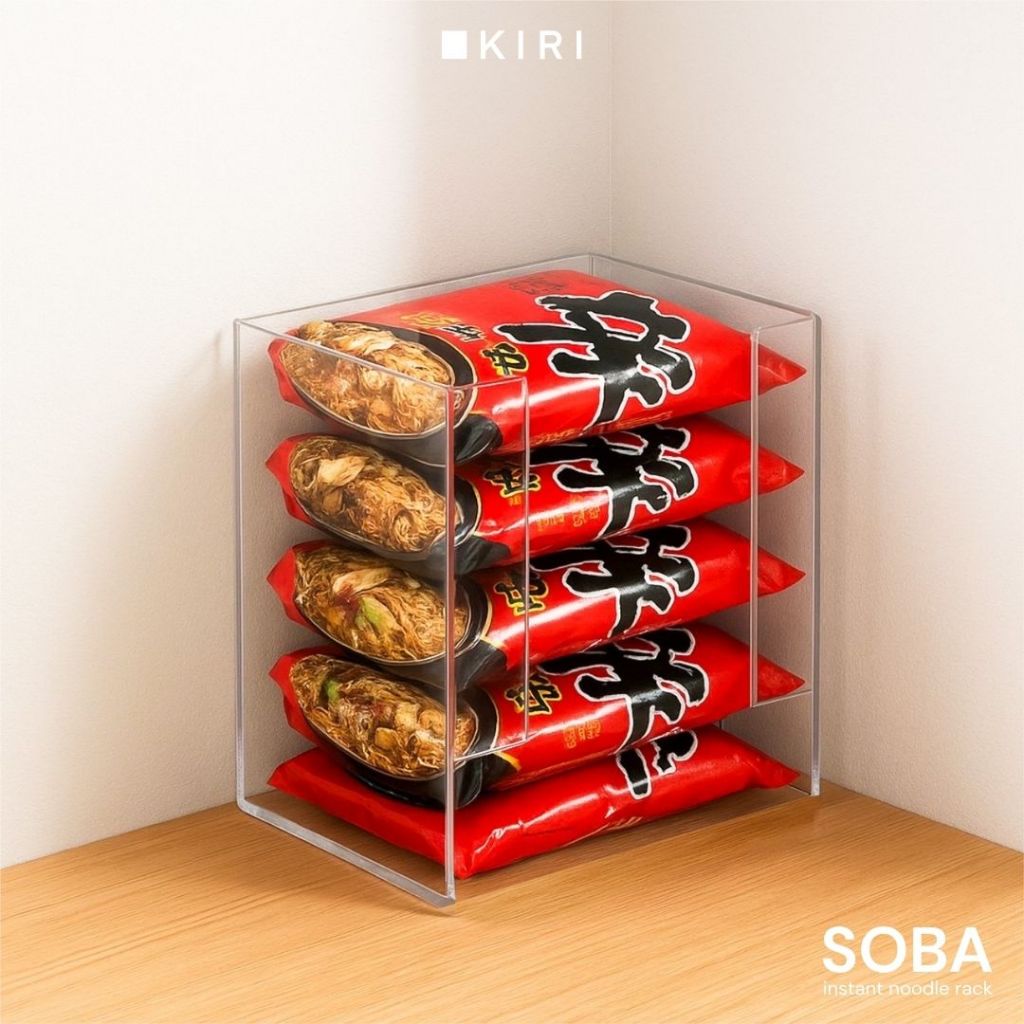 Rak Mie Instant Akrilik | Kotak Display Mi Instan Transparan | Tempat Indomie Ramen Ramyun Dapur