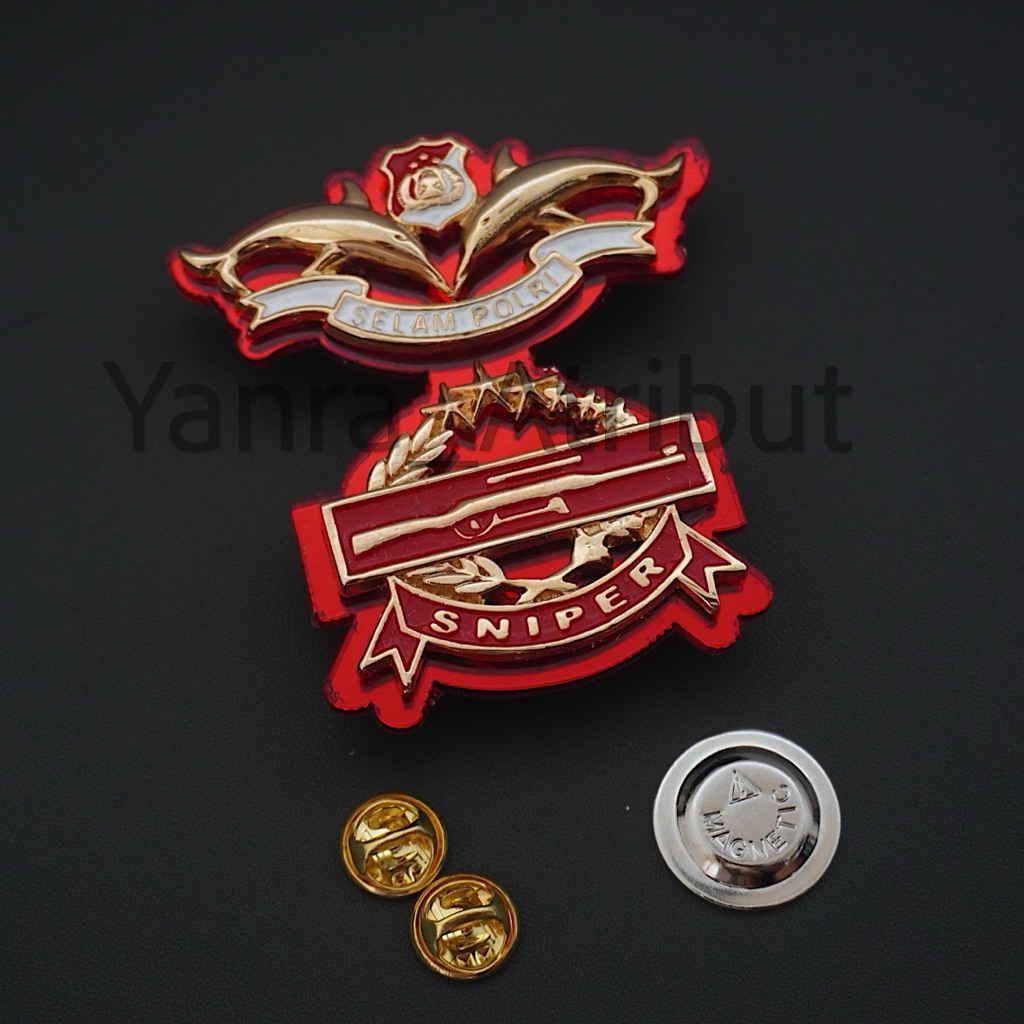 Pin Brevet Brivet Susun Sambung Selam Polri + Sniper Panjang Polri Premium