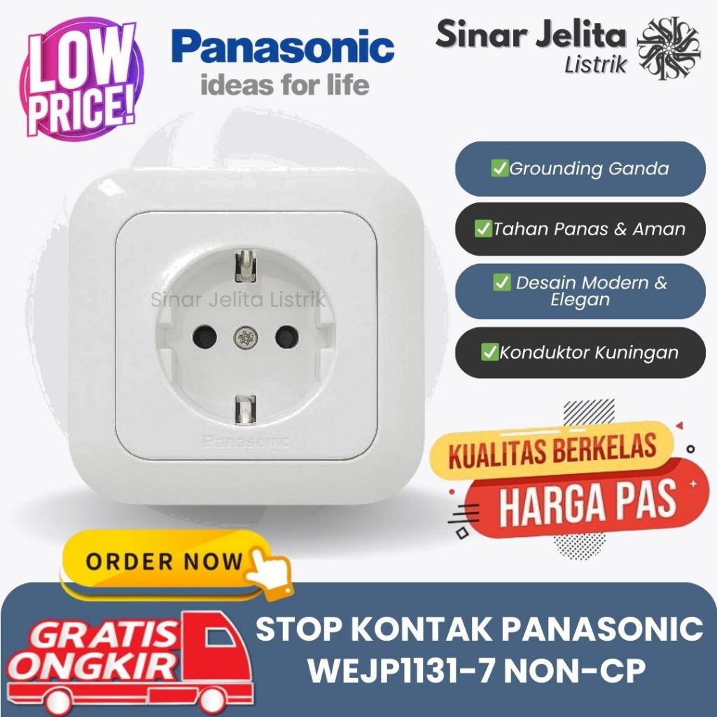 Stop Kontak Panasonic WEJP1131-7 Non-CP Stop Kontak Dinding | Colokan Listrik PANASONIC Wide Series