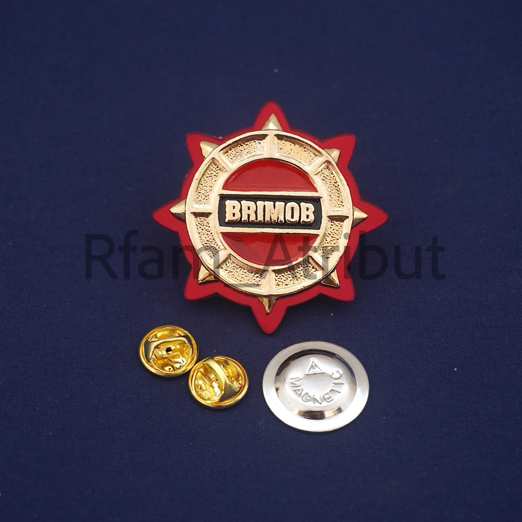 Pin Brevet Roda Brimob Polri Paku Magnet Premium
