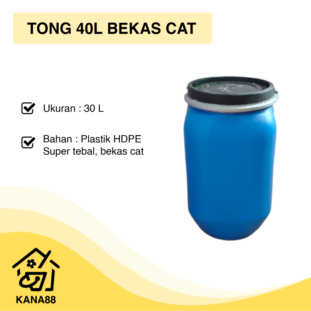 Tong 30L Bekas Cat Plastik HDPE Tebal Drum Sampah Dengan Pengunci