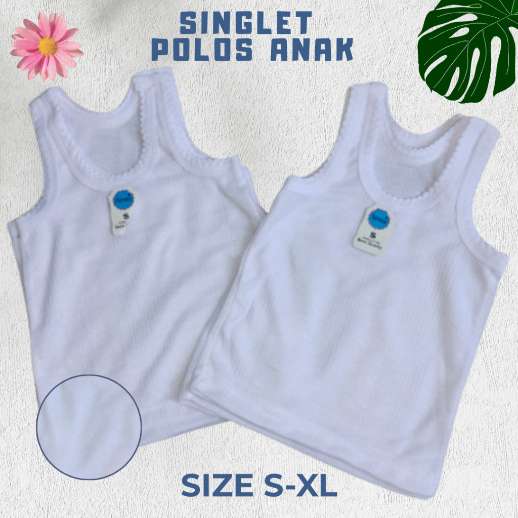 Kaos Dalam Anak Lusinan Perempuan Laki laki  Putih Polos Size S-2XL Katun Lembut Icakep
