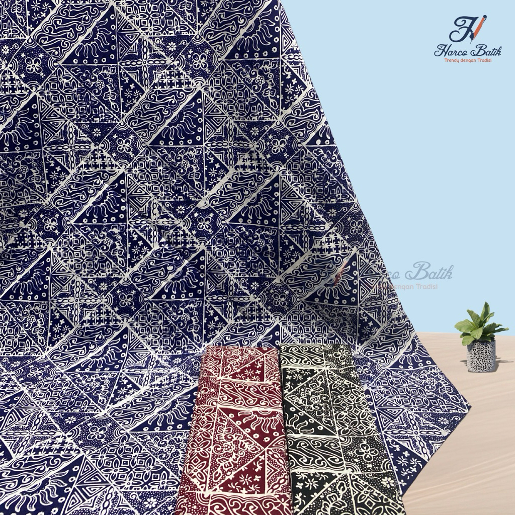 Harco Batik - Kain Batik Cap Original Handmade Motif Healer Segitiga Kombinasi - Batik Cantik Terbar