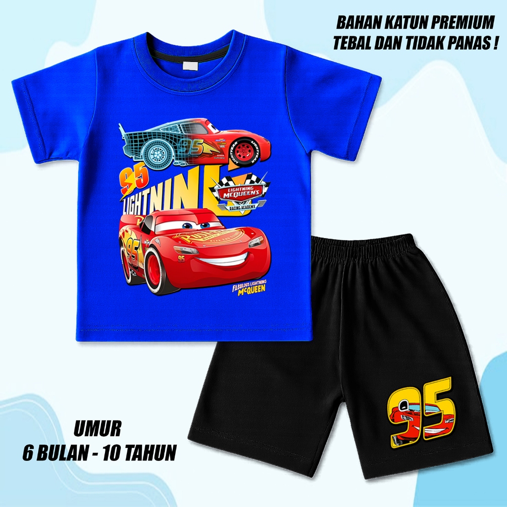Baju setelan stelan set kaos anak cowok cewek laki laki perempuan unisex murah mc queen cars 3 htm