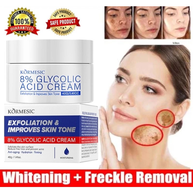 Kormesic glycolic Acid BPOM / 8% Glycolic Acid Cream Whitening Moisturizer Flek Hitam
