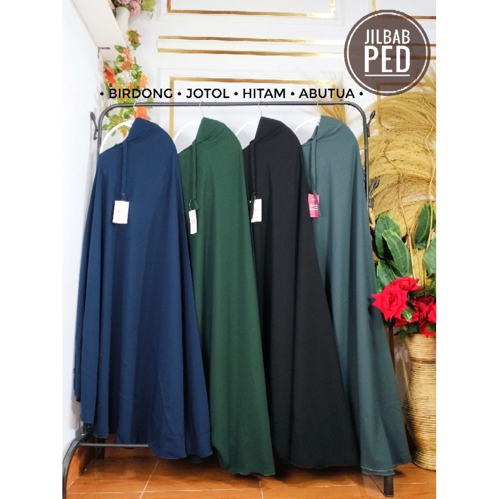 [BISA COD] Khimar HIJAB SYAR'I JUMBO | JILBAB PED & JILBAB NONPED DEWASA JETBLACK BONANZA by Annisa 
