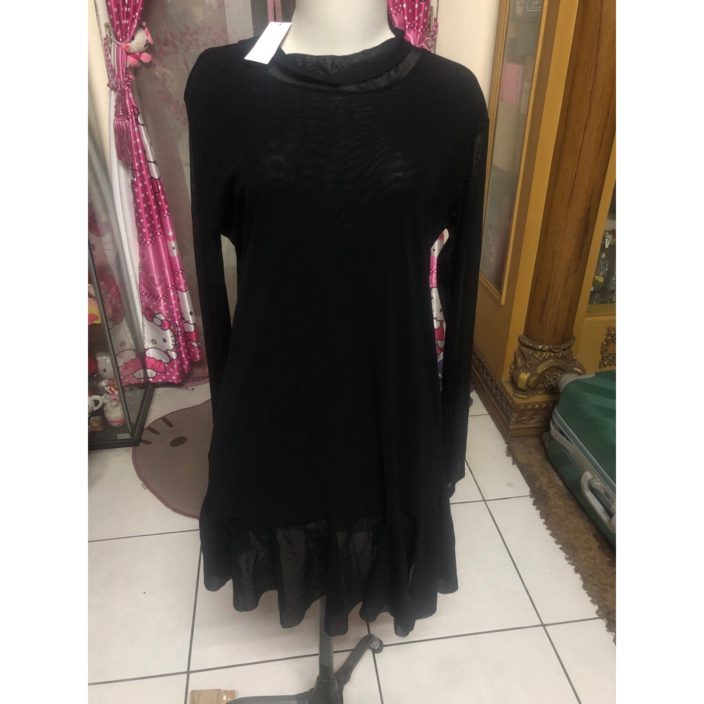 dress hitam untuk daleman lengan panjang