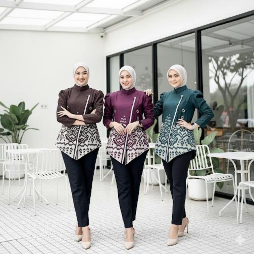 Seragam Batik Wanita Modern - Baju batik wanita modern - Batik wanita modern - Atasan batik tradisio