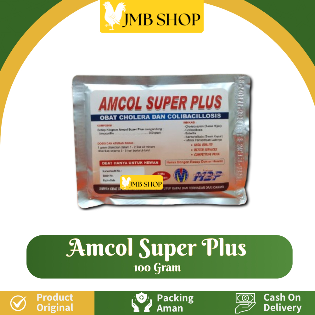 AMCOL SUPER PLUS 100 GRAM M2P - Obat Pilek Ngorok Snot Colibacillosis Unggas Pulorum Korisa