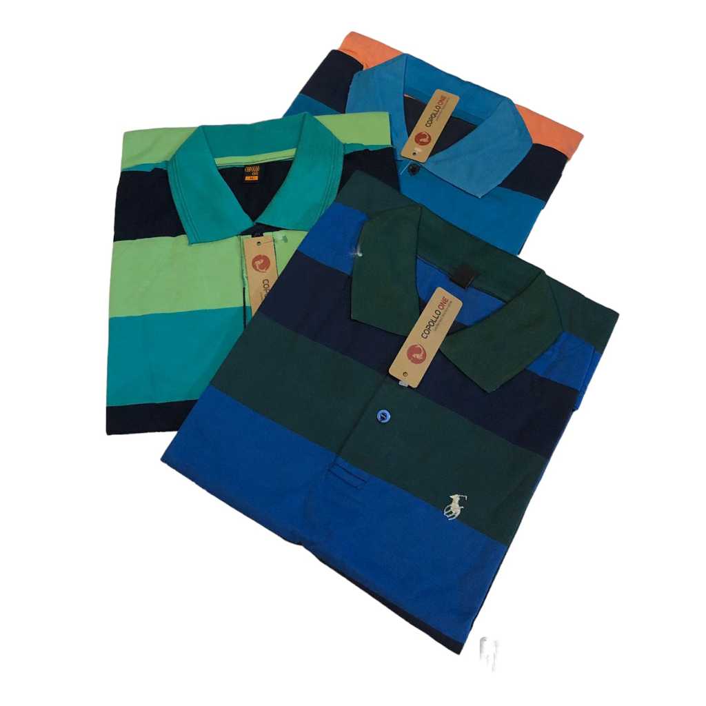 Kaos Kerah Salur Pria Dewasa Ukuran M L XL XXL - Motif Garis Garis - Baju Pria Dewasa Original