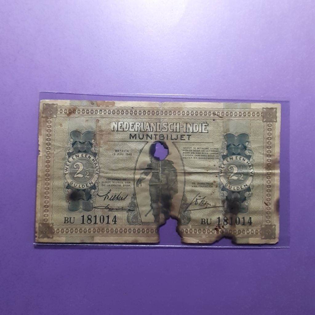 uang kuno 2.5 gulden muntbiljet 1940