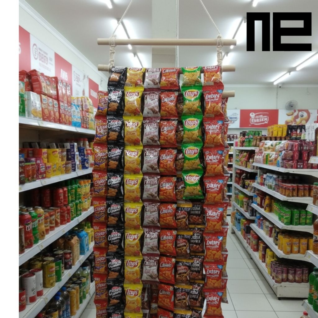 Rak Rencengan Rak Jajanan Warung Rak Gantungan Chiki Rak Display jualan Rak Gantungan Hijab Ladder H