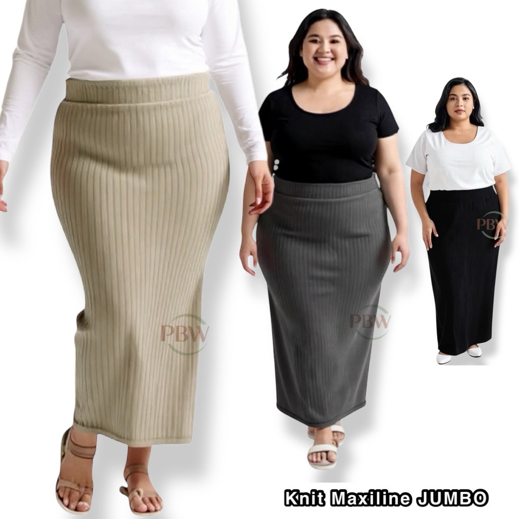 Maxi Skirt Knitted Maxiline Big Size / Rok Span Panjang Bahan Knit Maxiline Premium Tebal Melar Ukur