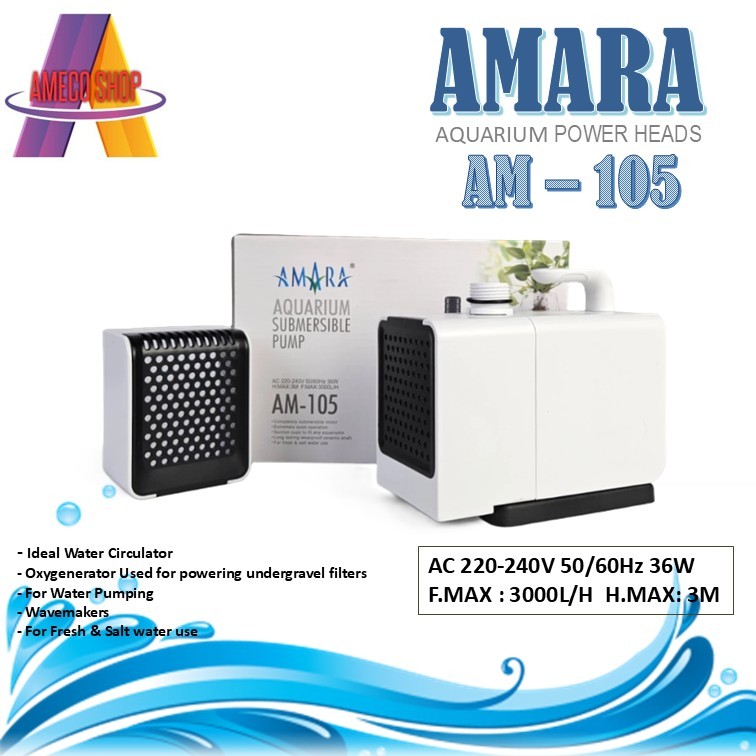 AMARA Pompa Air Celup Aquarium dan Kolam AM 105 AMARA