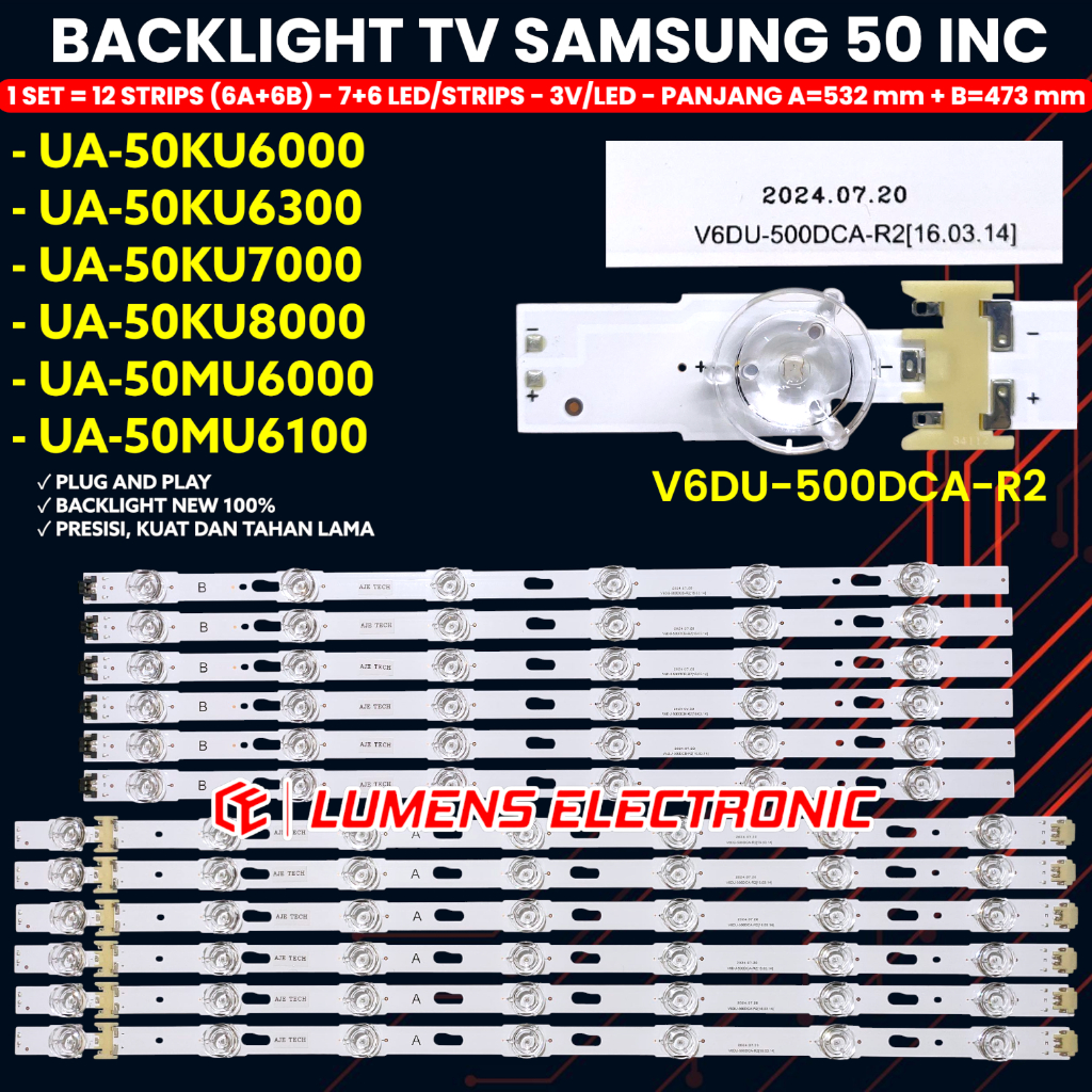 BACKLIGHT TV SAMSUNG 50 INCH UA50KU6000 UA50KU6300 UA50KU7000 UA50KU8000 UA50MU6000 UA50MU6100 50KU 