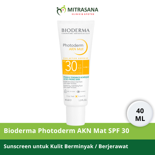Bioderma Photoderm AKN Mat SPF 30 40 ml - Sunscreen untuk Kulit Kombinasi / Berminyak / Berjerawat