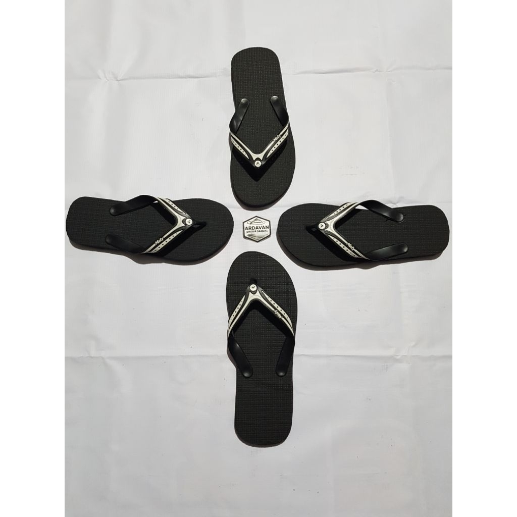 Grosir Sandal Jepit Mely Black Ukuran 10.5 - 11 Isi 6 pasang