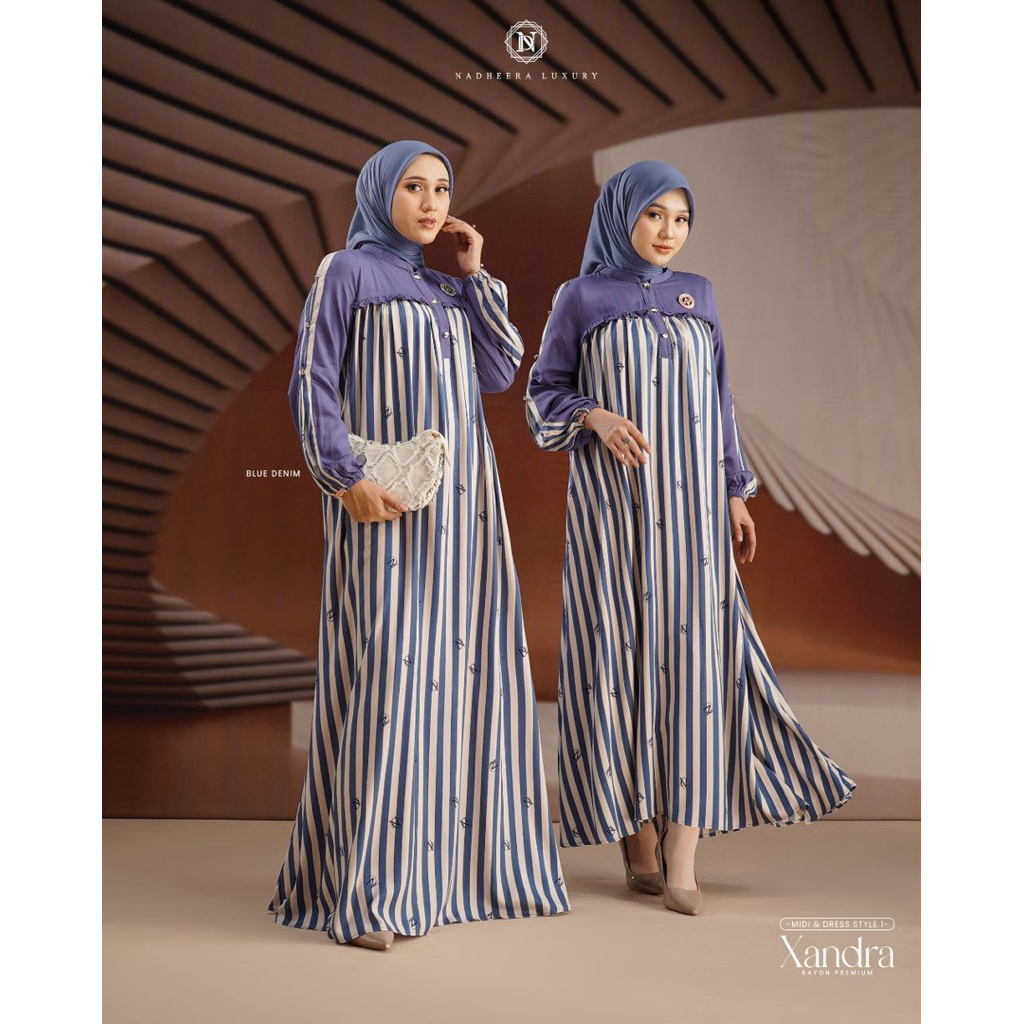 [ BISA COD NADHEERA LUXURY ] XANDRA DRESS NADHEERA LUXURY ✅ MIDI NADHEERA LUXURY ✅ GAMIS NADHEERA LU
