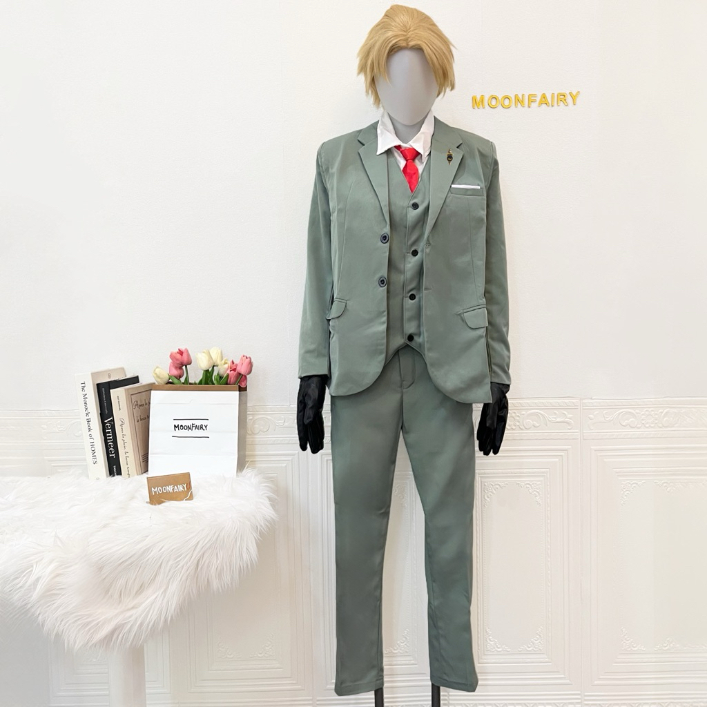 【Moonfairy】Ready Stock - Loid Forger Costume Cosplay Spy X Family Fullset Wig Anime Set Kostum Loid 