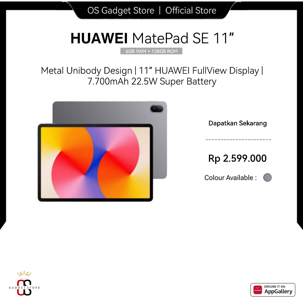 HUAWEI MatePad SE 11” [ 6GB RAM + 128GB ROM ]  |  Metal Unibody Design  |  11” Eye Comfort HUAWEI Fu