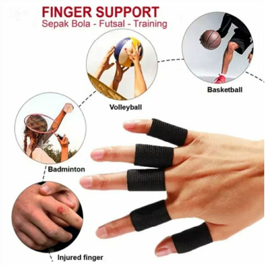 Finger support jari tangan warna hitam cocok untuk olahraga sepakbola futsal basket voli dan yg lain