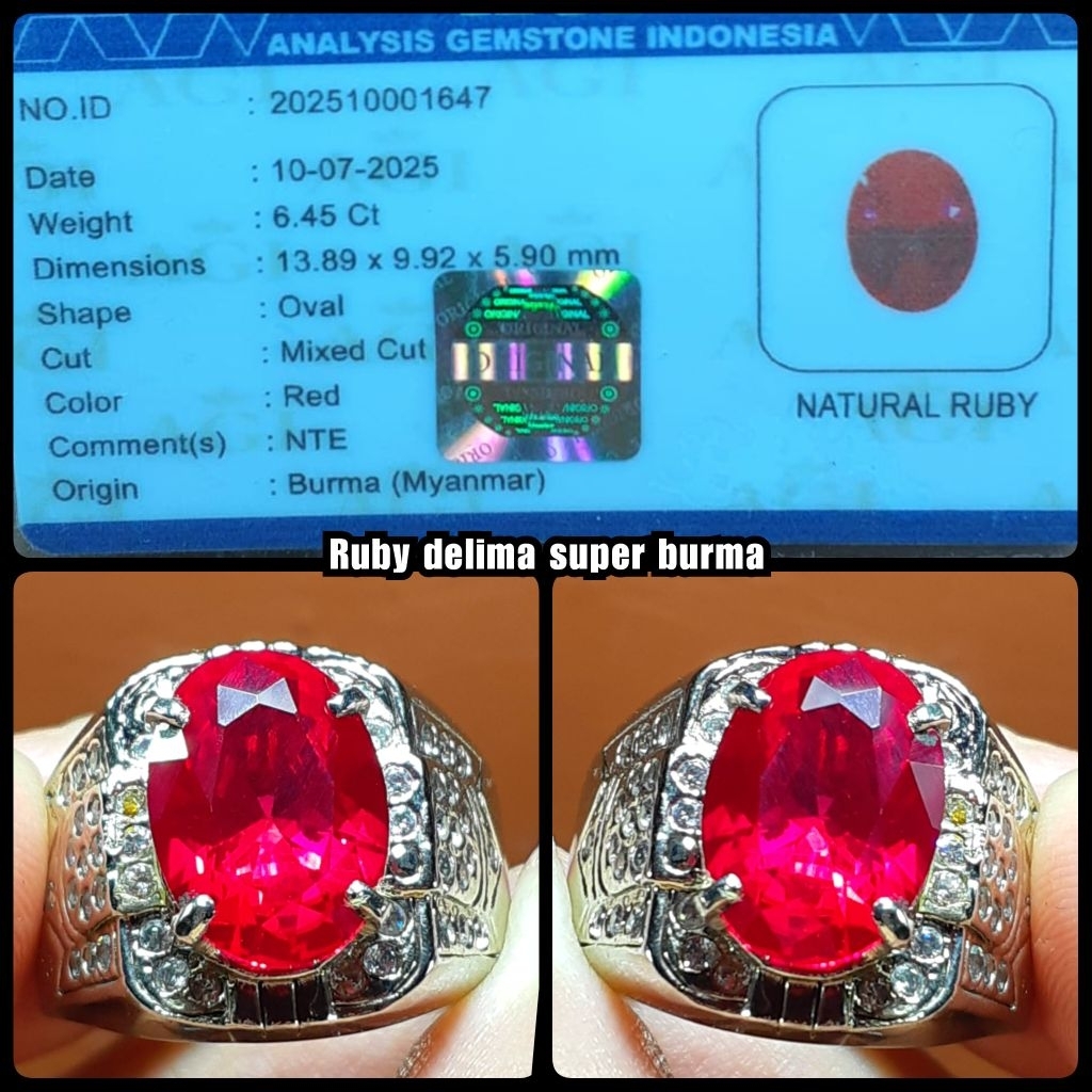BATU RUBY BURMA PIGEON BLOD ( ASLI NTE YA )