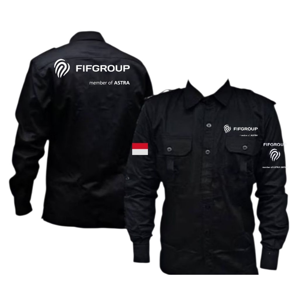 kemeja fif group baju pdh fif finance hitam panjang