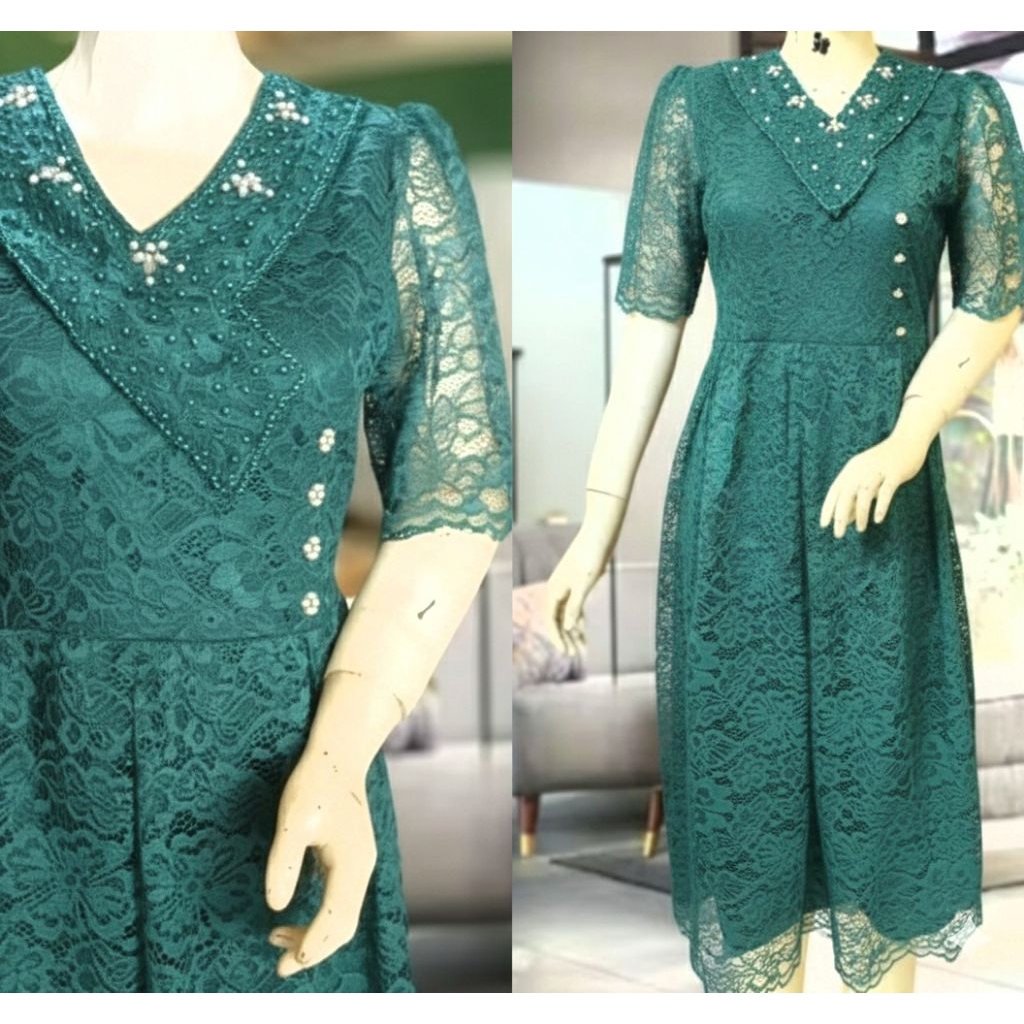 Z - New Dress Brokat Kirana Pesta 2025 - Gaun Natal Wanita Elegan Kekinian Brokat
