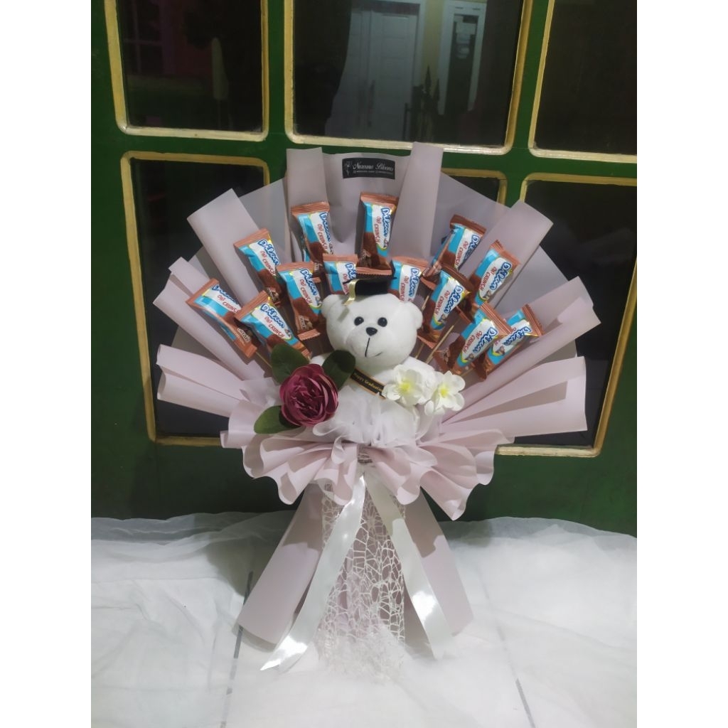 buket snack 13 snack, boneka dan bunga 2 seris