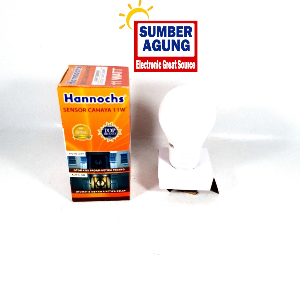 Hannochs Lampu LED Sensor Cahaya / Light Sensor 11W Cahaya Putih Fiting E27 Otomatis Nyala Saat Gela