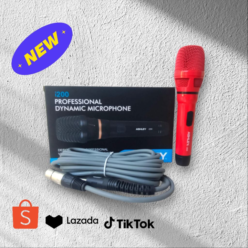 micropone kabel  vocal Ashley i200 full besi suara peka jernih mik Ashley mic Ashley microfon Ashley