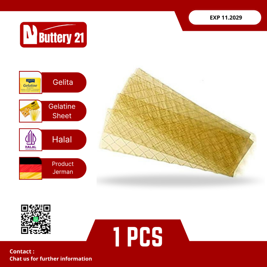 GELITA GELATIN SHEET LEMBARAN HALAL 1 LEMBAR / GELATIN LEMBARAN / GELATIN HALAL