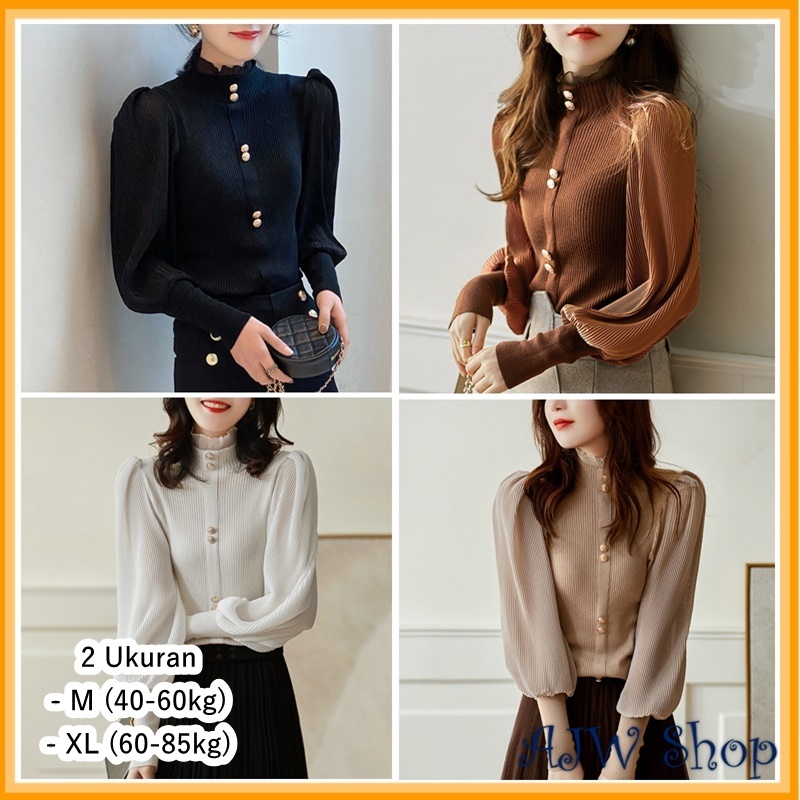 AJW Turtleneck Korean Style Atasan Rajut Import Lengan Panjang Mewah dan Elegan XP | Atasan Turtlene