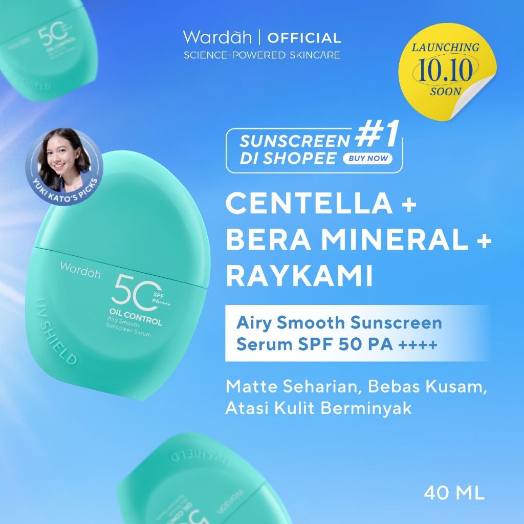 Wardah Sunscreen UV Shield Airy Smooth Sunscreen Serum SPF 50 PA++++ Centella + Bera Mineral + Rayka